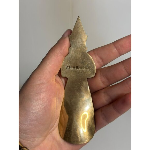 VTG 90s Solid Brass Thai Goddess Shoe Horn 4.5" | Ornate Decorative Boot Tool - Picture 4 of 5